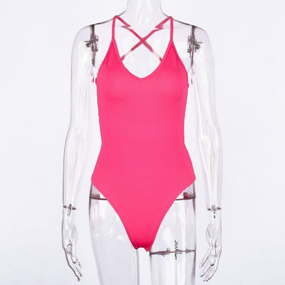 Sexy V-neck Backless Bodysuit Neon Sexy Club -  - TheGlowLingerie™️ - TheGlowLingerie™️