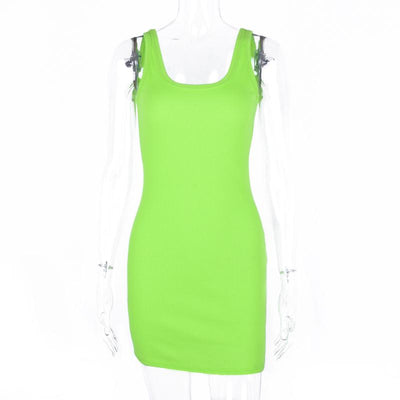 Sexy O-neck Mini Slim Dress Neon Sexy Club -  - TheGlowLingerie™️ - TheGlowLingerie™️