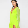 Sexy V-neck Split Dress Neon Sexy Club -  - TheGlowLingerie™️ - TheGlowLingerie™️