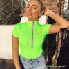 High Neck Zipper Bodysuit Neon Sexy Club -  - TheGlowLingerie™️ - TheGlowLingerie™️