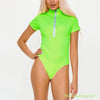 High Neck Zipper Bodysuit Neon Sexy Club -  - TheGlowLingerie™️ - TheGlowLingerie™️