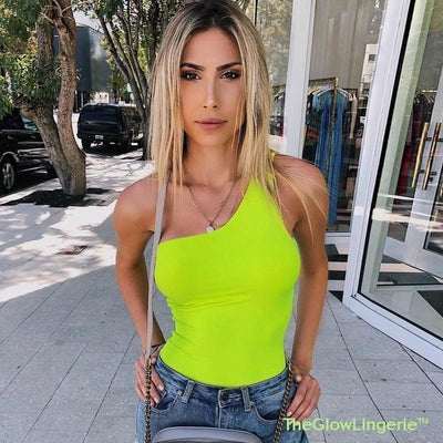 One-Shoulder Sexy Bodysuits  Neon Sexy Club -  - TheGlowLingerie™️ - TheGlowLingerie™️